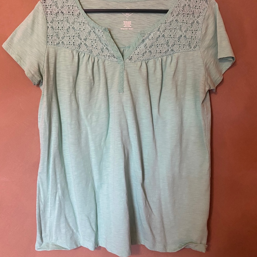 St. John's Blue Short Sleeve Top , Large